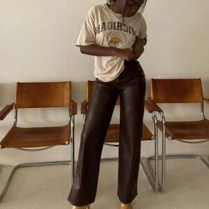 Garage Faux Leather Straight Leg Pants High Rise Going Out Party Girl XS